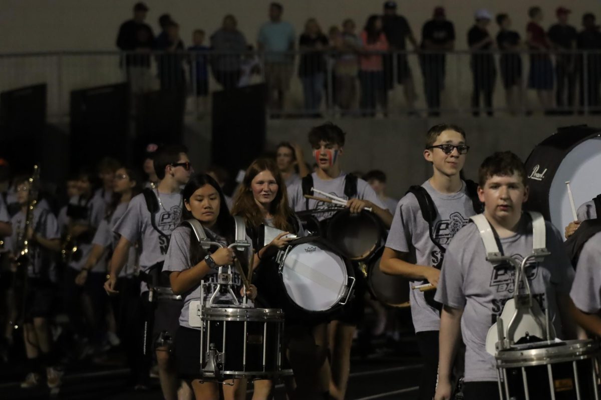 PCHS Traditions band prepares to take the field on Step-Off Night