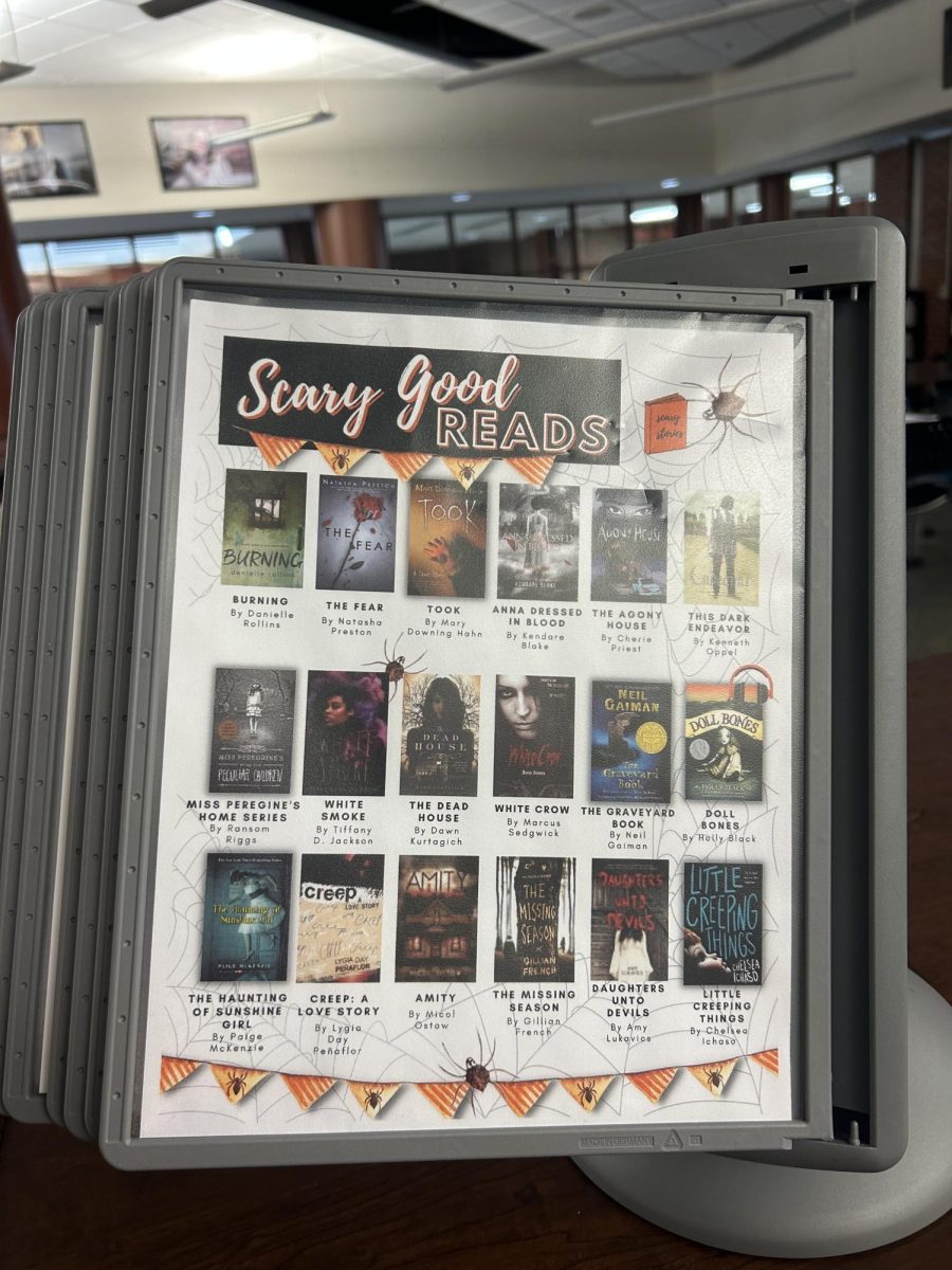 The spooky recommendations for this month in the PCHS Library flip through.
