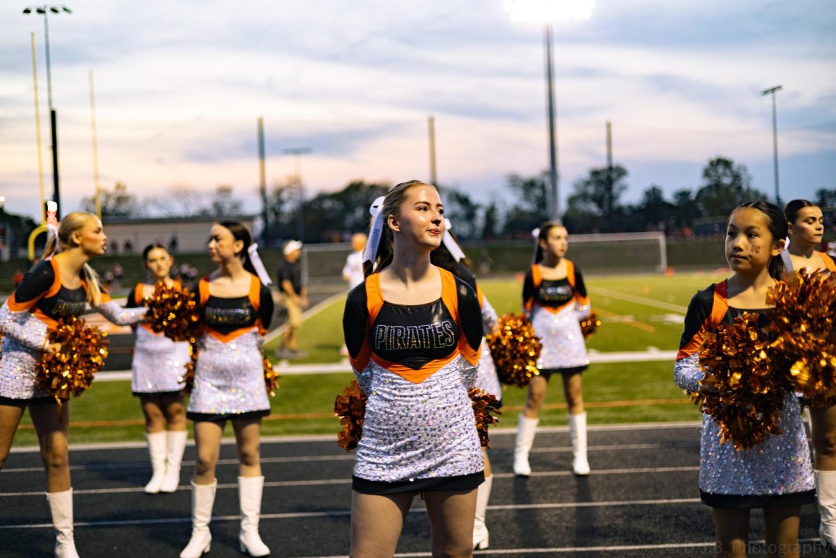 Senior dancer Maddox Bennett stares off into the crowd 