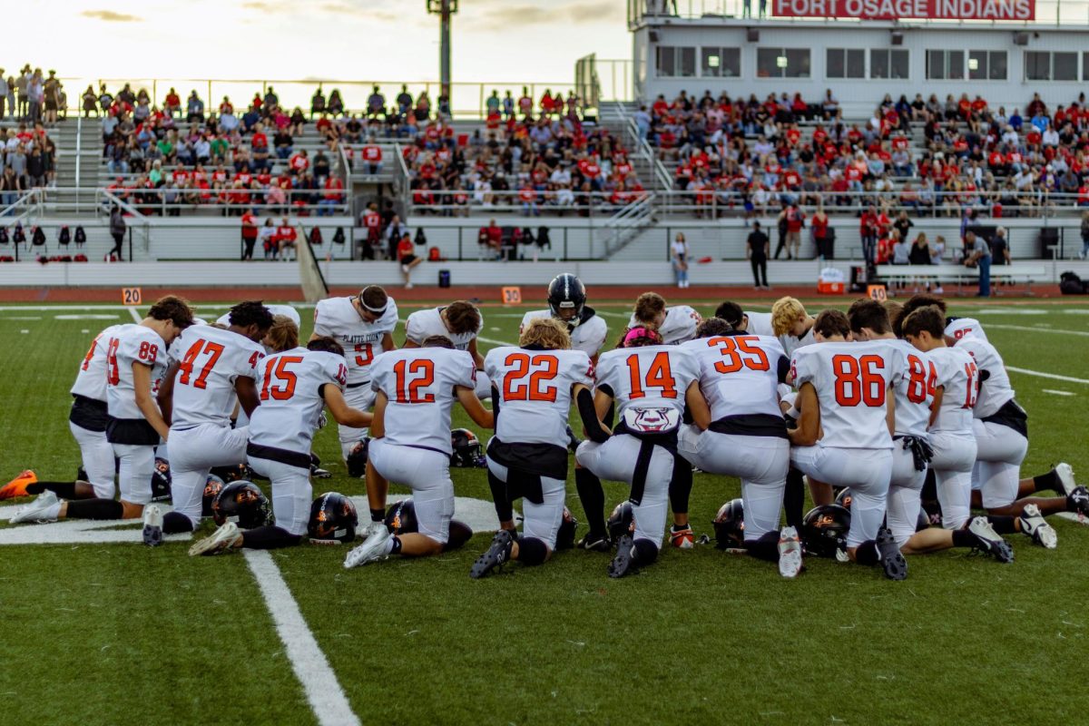 The Platte County Offense gathers before the game against Fort Osage (Sept. 13, 2024).