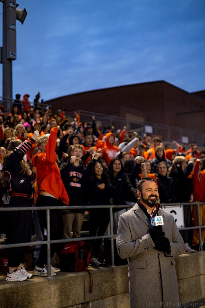 KSHB 41's news anchor Taylor Hemness live at Pirate Stadium with pirate fans filling the stands while they roar for the TODAY Show 