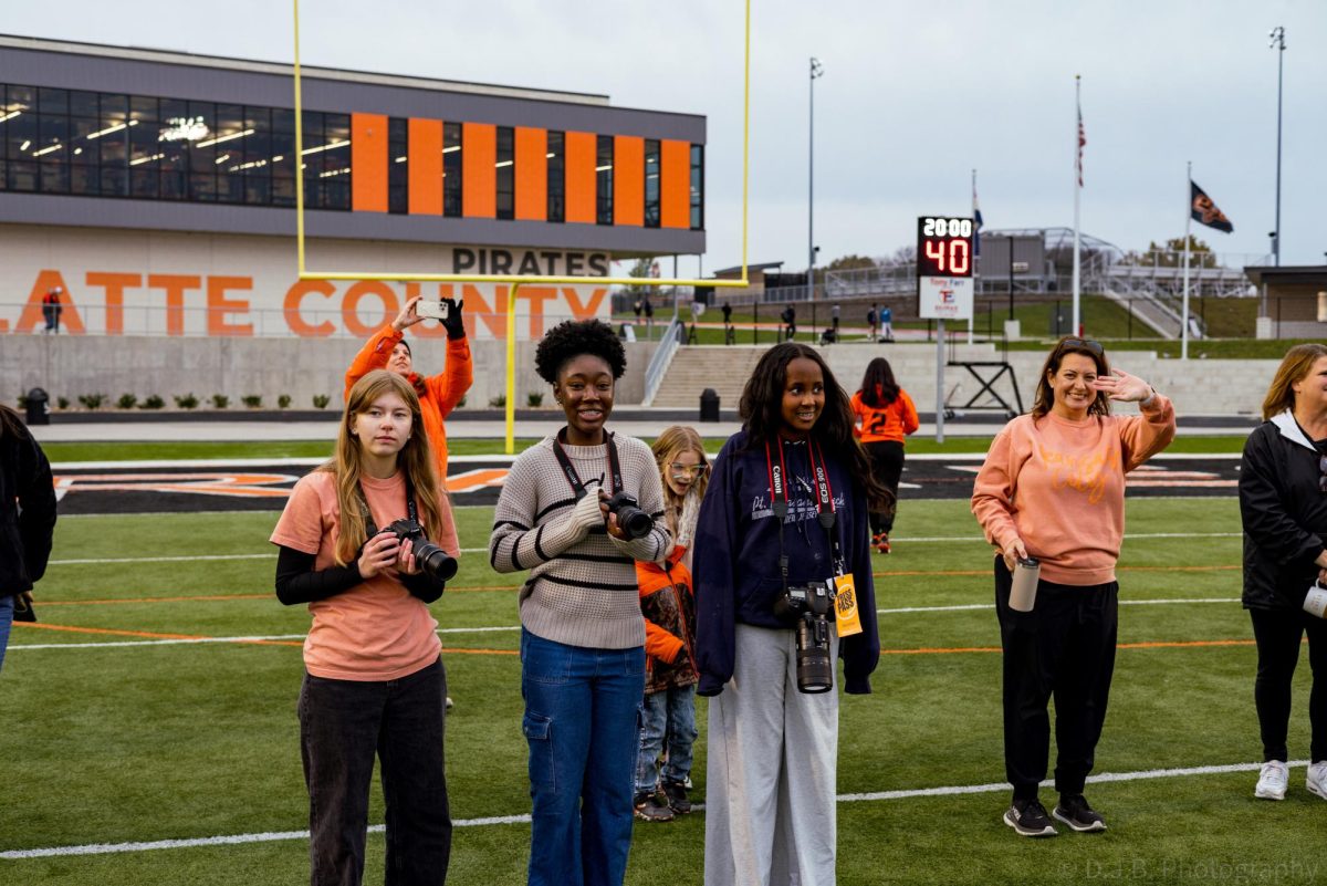 Sophomores Haley Turner, Israa Elmi, and Vanessa Sarpong stand in awe of the TODAY Show broadcast of the school 