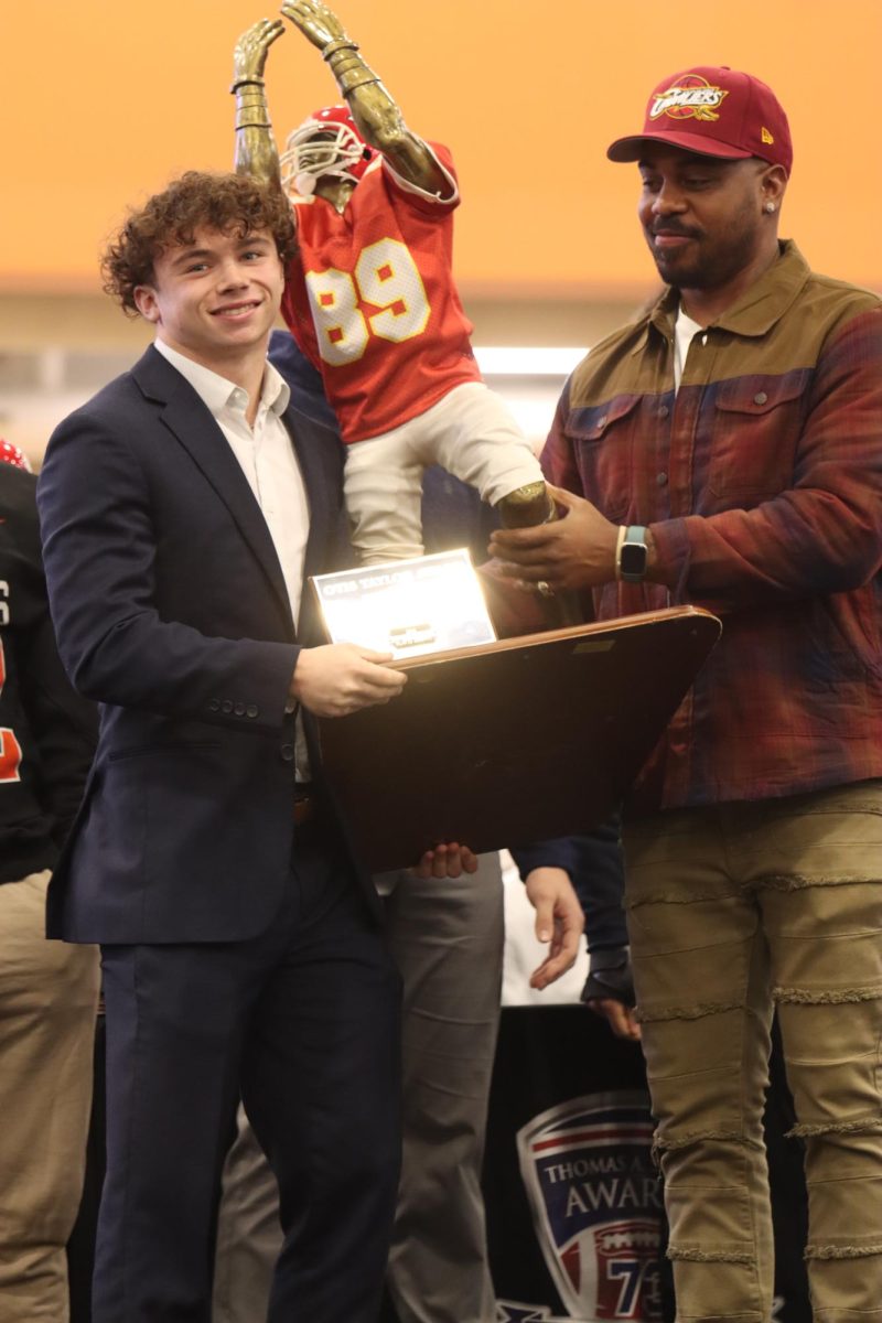 Senior Braiden Stevens was presented with the Otis Taylor award for the best wide receiver in the KC metro during the award ceremony on Dec. 9